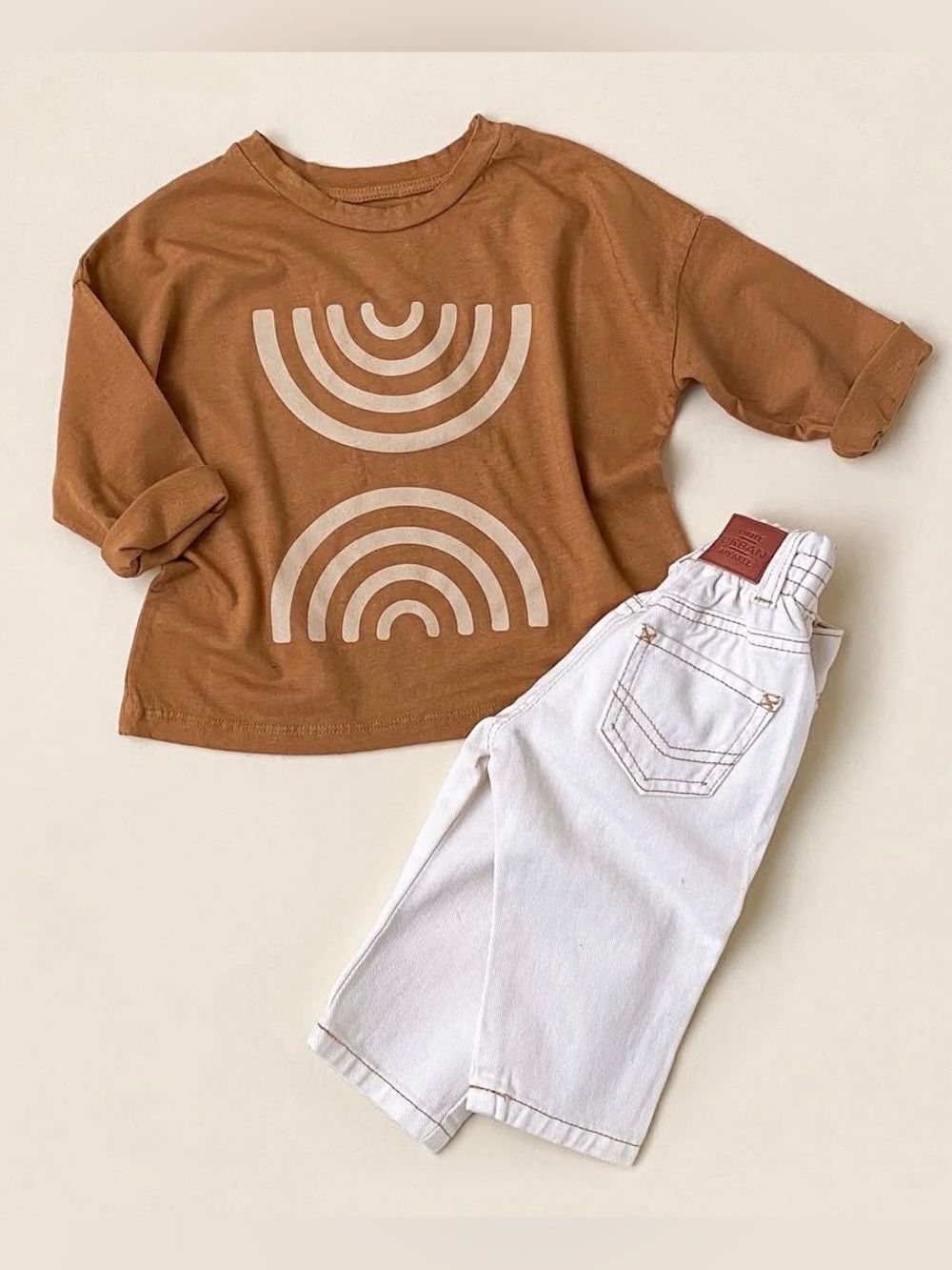 Little Urban Apparel Mustard Rainbow Long Sleeve Tee Organic Cotton/Hemp 2/3T